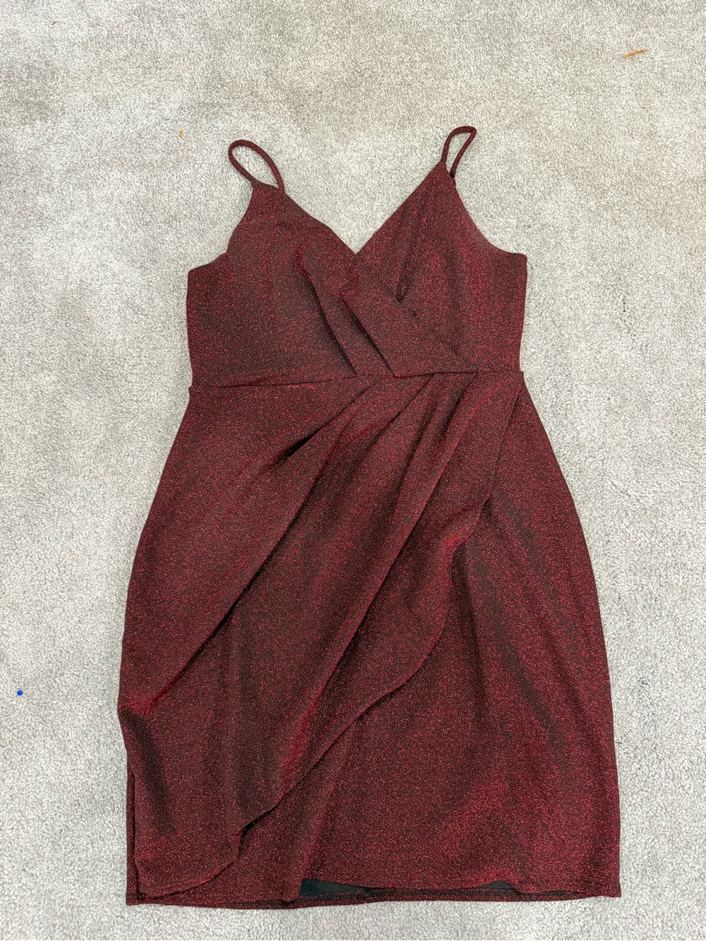 Women's Sparkle Burgundy Wrap Midi Dress
